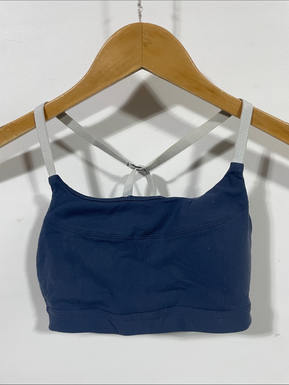 Athleta Navy Sports Bra with Light Gray Logo